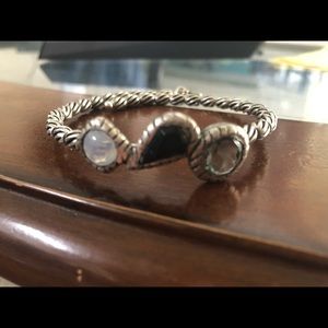 Vintage Alex and Ani Treasure Trove (Jet black) silver tone wrap bracelet